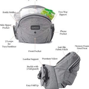 TushBaby in gray & black. Brand new in perfect condition.
